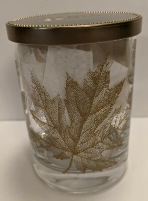 YANKEE CANDLE Empty Tumbler Glass Jar Candle Holder Oak Leaf Maple Leaves Autumn - Image 1 of 4