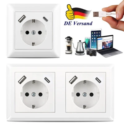 Typ C USB-Steckdose Schuko Wandsteckdose Unterputz für Gira System 55, Jung uvm - Bild 1 von 4