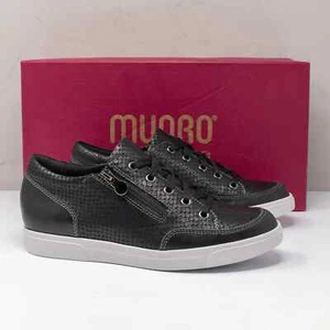 Munro Gabbie Black Snake Print Leather Lace Up and Zipper Sneakers SZ 6.5 - Picture 1 of 10