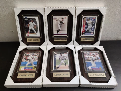 BRAND NEW NY Yankees Baseball Card Plaque Jeter / Rodriguez / Johnson MLB Wooden Cover