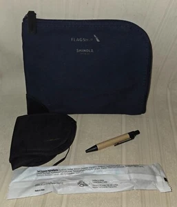 Shinola Detroit Canvas Toiletry Travel Bag Zippered Pouch Flagship Navy Blue - Picture 1 of 4