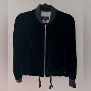 Casual Vintage Y2K J. Chaqueta Bomber Crew Terciopelo Negra Forro a Rayas Talla XS - Imagen 1 de 9