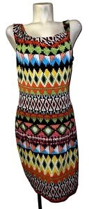CALVIN KLEIN Women's Size 10 Colorful Print Sleeveless Drape Neck Sheath Dress - Picture 1 of 6