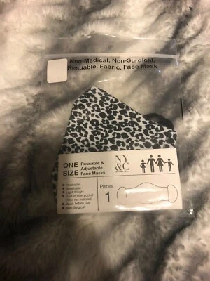 New York & Company White and Black Leopard Print Face Mask NIP - Image 1 of 4