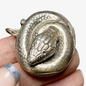 LUX antico serpente Vesta, argento sterling, cassaforte per fiammiferi, ciondolo, fob - Foto 1 di 4