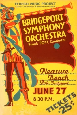 BRIDGEPORT SYMPHONY ORCHESTRA PLEASURE BEACH PARK CT MUSIC VINTAGE POSTER REPRO - Image 1 of 3