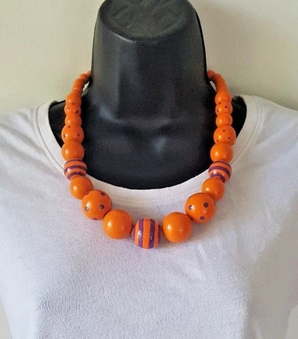 CLEMSON TIGERS BEADED NECKLACE 10" GAMEDAY JEWELRY (03005) Cover