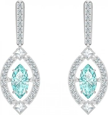 Autentico Swarovski Floating Blu Taglio Marquise Cristallo, Argento Goccia - Immagine 1 di 3