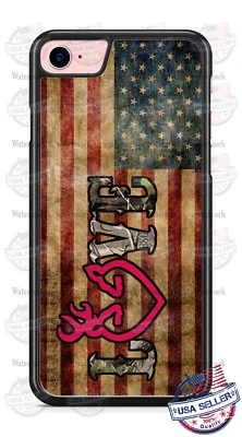 White-Tailed Deer American Distressed Flag Phone Case Cover For iPhone Samsung - Image 1 of 4