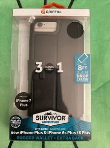 Griffin Survivor Adventure Rugged Wallet Case for iPhone 7 PLUS Black - Picture 1 of 3