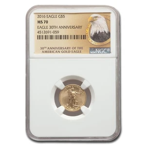2016 1/10 oz Gold Eagle MS-70 NGC (30th Anniversary, Eagle Label) - Picture 1 of 3