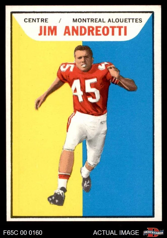1965 Topps CFL #61 Jim Andreotti Alouettes Northwestern 4 - VG/EX - Image 1 of 1