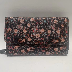 Black Floral Wraparound Clutch Wallet - Picture 1 of 4