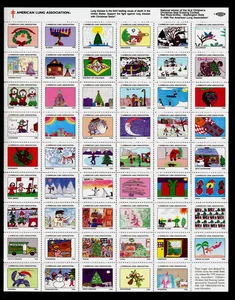 Set completo di 54 sigilli - 1996 American Lung Association Christmas Seals - Foto 1 di 2