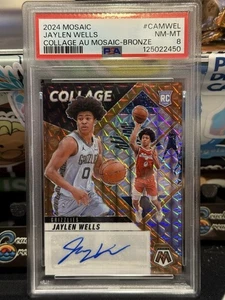 2024-25 Panini Mosaic Jaylen Wells RC Rookie Collage Auto Bronze /49 PSA 8 TZ - Picture 1 of 2