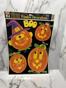 Vintage Halloween Kürbis Farbe Klammern leuchten im Dunkeln Fensterdeko - Bild 1 von 3