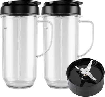 5-Piece Magic Bullet Blender Cups, Tall 22Oz Cup with Flip-Top To-Go Lid, Cross - Image 1 of 4