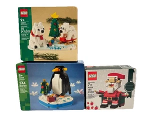 New Lego Christmas Lot of 3 Sets 40571 40206 40498 Santa Penguin Dogs - Picture 1 of 10