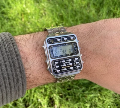 RARE Vintage Casio CFX 200 Scientific Calculator Watch WORKS WELL 1980s Silver - Image 1 of 4