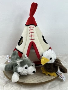 Unipak Designs 12" TeePee Plush House Playset with Eagle & Wolf Stuffed Animals - Picture 1 of 23