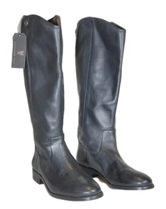 NEU FRYE Melissa Button 2 hohe Stiefel schwarz Leder verlängerte Wade Damen US 7,5 B - Bild 1 von 15