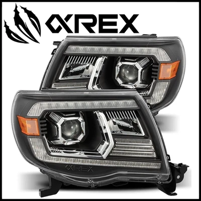 AlphaRex Black PRO Halogen Projector Headlights PAIR fit 2005-2011 Toyota Tacoma - Image 1 of 4