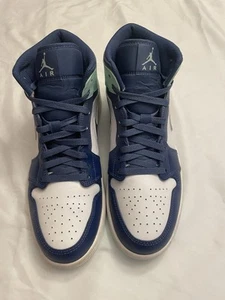 Nike Air Jordan 1 Mid Hombre Talla 11 Mystic Azul Marino Y Espuma Como Nueva - Imagen 1 de 10