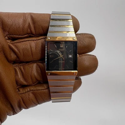 Rado Diastar Quartz Two Tone Gold Silver Square Face Date Men's Watch 129.0195.3 - Image 1 of 4