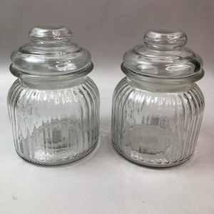 2 VASETTI CARAMELLE 22 oz abbinati lati a costine top tondo bordi arrotondati guarnizioni - Foto 1 di 6