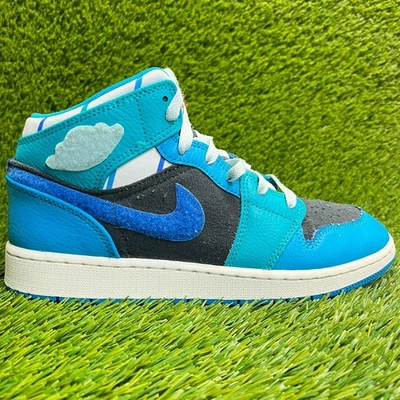 Nike Air Jordan 1 средний мальчиков размер 6,5Y синий черный Athletic замшевые туфли кроссовки - Изображение 1 из 4