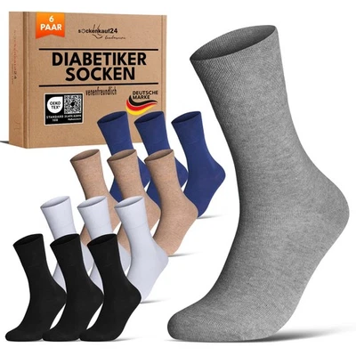 Premium Diabetiker Socken ohne Gummi Herren Damen 97% Baumwolle ohne Naht - Bild 1 von 4