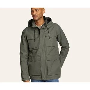 EDDIE BAUER Men's Everson Parka Jacket Size Medium NWT Capers Green Hooded - Picture 1 of 7