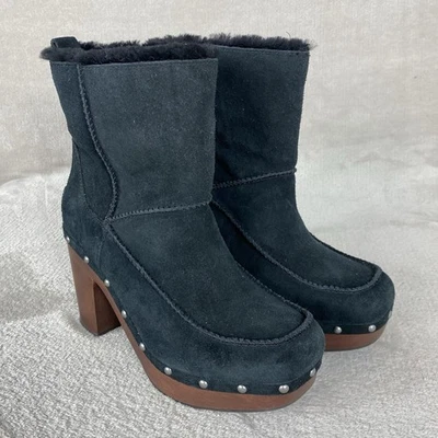 Botas de tacón UGG Kouri para mujer talla 8 negras gamuza piel de oveja forradas con tachuelas NUEVAS Foto 1 de 4