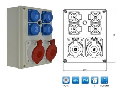 AW-TOOLS Baustromverteiler Wandverteiler 2 x CEE400V/ 32A & 4 x 230V/16A