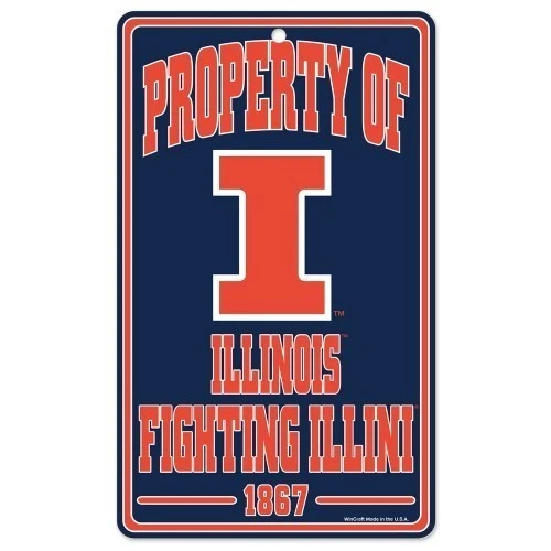 ILLINOIS FIGHTING ILLINI ~ Property of Wall Display 7.25 x 12 Sign Decoration - Image 1 of 1