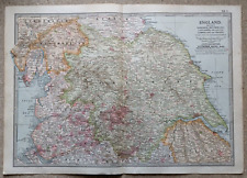 1902 Map of Yorkshire Westmorland Lancashire antique vintage Britannica 10th