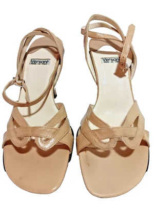 Women Size "5.5"  "Camel" Genuine Leather Open Toe-Slingback-4" Stiletto Heel - Image 1 of 4