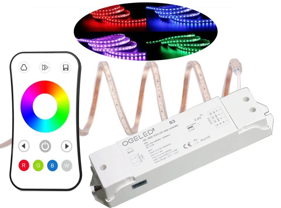 Led strip RGB Streifen band schlauch wasserdicht Dimmbar 230V IP65 outdoor außen - Bild 1 von 1