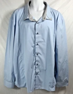 Rosso Milano Italy Dress Shirt 6XL 6X Blue Modern Fit Long Sleeve Cotton Poly - Picture 1 of 15
