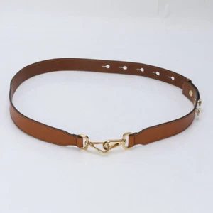 FENDI Leather Shoulder Strap Brown Gold Metal Length 114.5cm Width 3cm Accessory - Picture 1 of 4