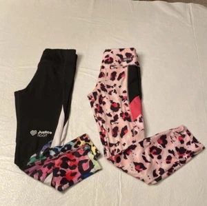 Justice Leggings- Black/Pink multicolored cheetah print Size S (7/8) - Picture 1 of 5