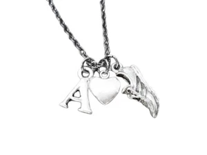 I Love to Run~Initial Run Necklace~Pewter Initial, Heart and Running Shoe Charm - Picture 1 of 9