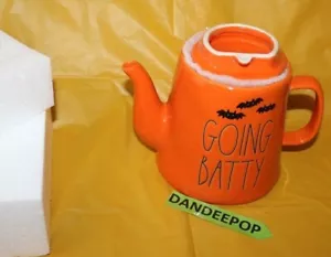 Rae Dunn Going Batty Orange Halloween Motiv Teekanne Tee Getränk Servierer - Bild 1 von 8