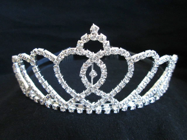 TIARA DE DIAMANTES DE IMITACIÓN PRINCESA REINA CENICIENTA BELLEZA DISFRAZ CORONA PLATA TIARA  Foto 1 de 2