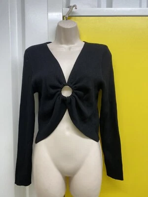 Anillo Suéter Talla L Negro Mangas Largas Años 90 Cameo Rosa Sexy Gótico Chic Foto 1 de 4