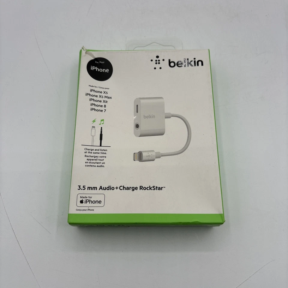 Nuevo Sellado Belkin Rockstar 3.5 MM Audio + Adaptador de Carga para iPhone Foto 1 de 4