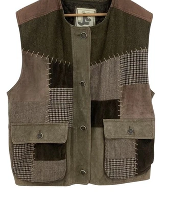 Chaleco JLC Patchwork Cuero Lana Pana Y2K Forest Fairy Años 90 De Colección Grunge Foto 1 de 4