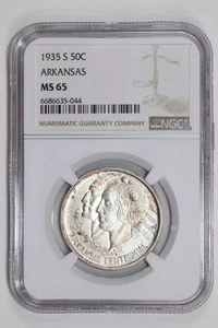 1935-S ARKANSAS COMMEMORATIVE HALF DOLLAR NGC MS65 - Picture 1 of 2