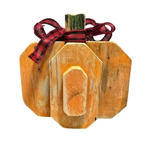 Handmade Wood Pumpkin Fall Harvest and Halloween Home Table Decor Rustic Finish - Picture 1 of 7