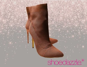 ShoeDazzle "Angelique" 8.5 Tejido Calcetín Stiletto Bota Coral Oscuro | Nuevo - Nunca Usado - Imagen 1 de 7